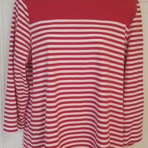 Kim Rogers Red & White 3/4 Sleeve Top
